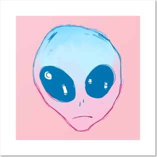 Blue-Pink Alien Posters and Art